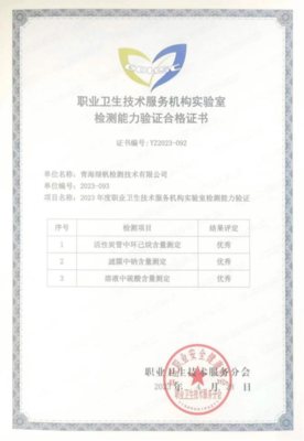 2023年实验室检测能力验证合格证书